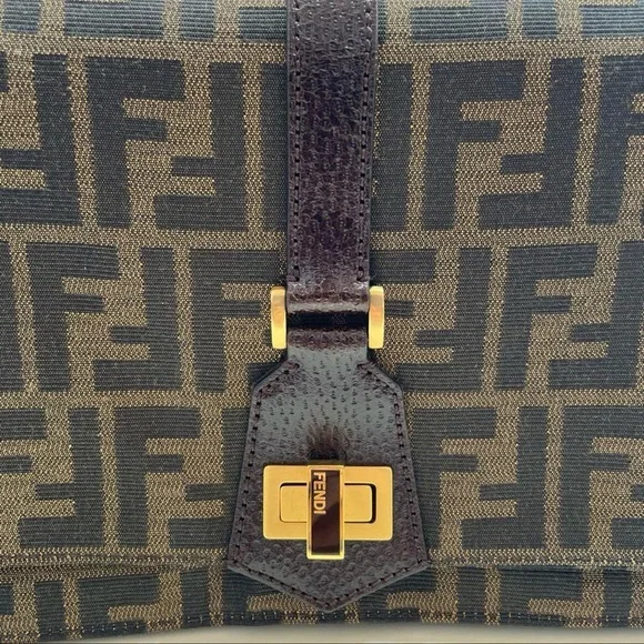 Fendi Bag Zucca Vitello Classic No. 1 Satchel Tobacco Moro Crossbody Top handle - Picture 5 of 17